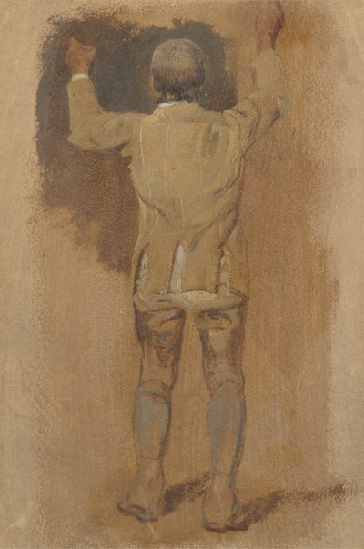 Estudo de um noivo, visto de trás, 1857 (óleo sobre papel bronzeado) de William Havell